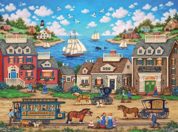 PFG Heartland Collection - Oceanside Trolley, Bonnie White (550pcs) (Usage/Used - PUZZLES FOR GOOD)