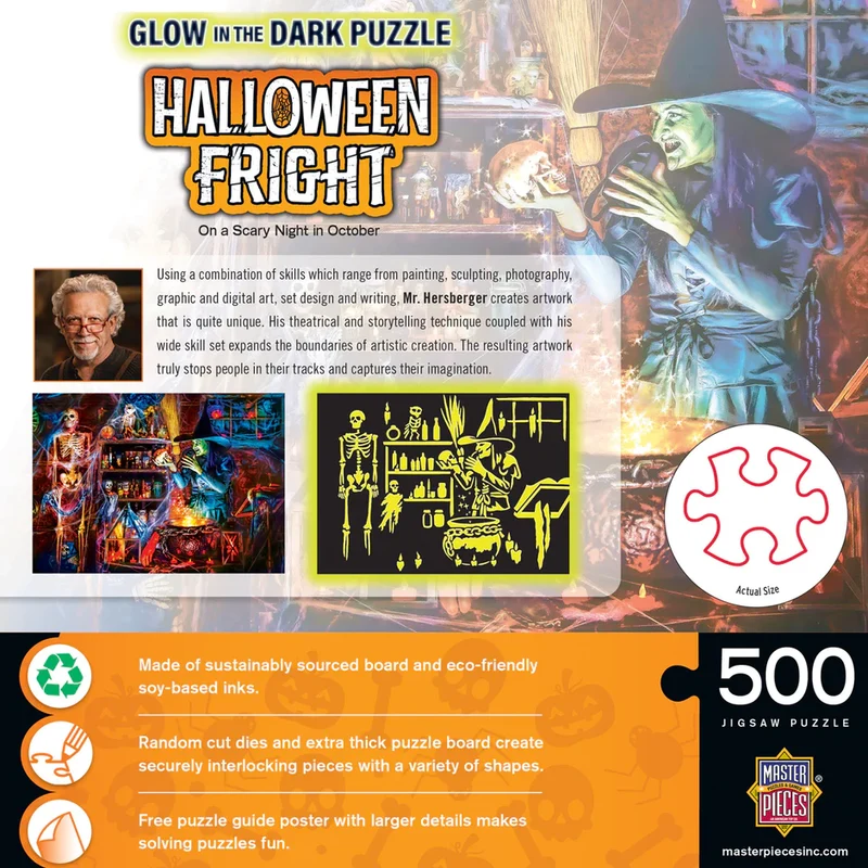 PFG Glow-in-the-Dark Halloween Fright - On a Scary Night in October (500pcs) (Usage/Used - PUZZLES FOR GOOD)
