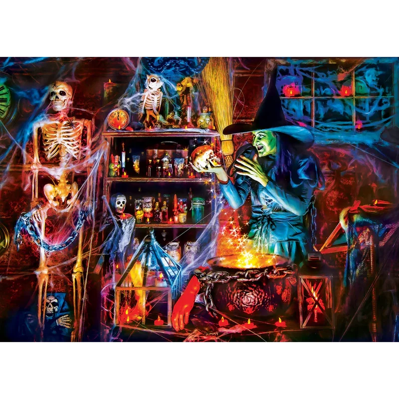 PFG Glow-in-the-Dark Halloween Fright - On a Scary Night in October (500pcs) (Usage/Used - PUZZLES FOR GOOD)