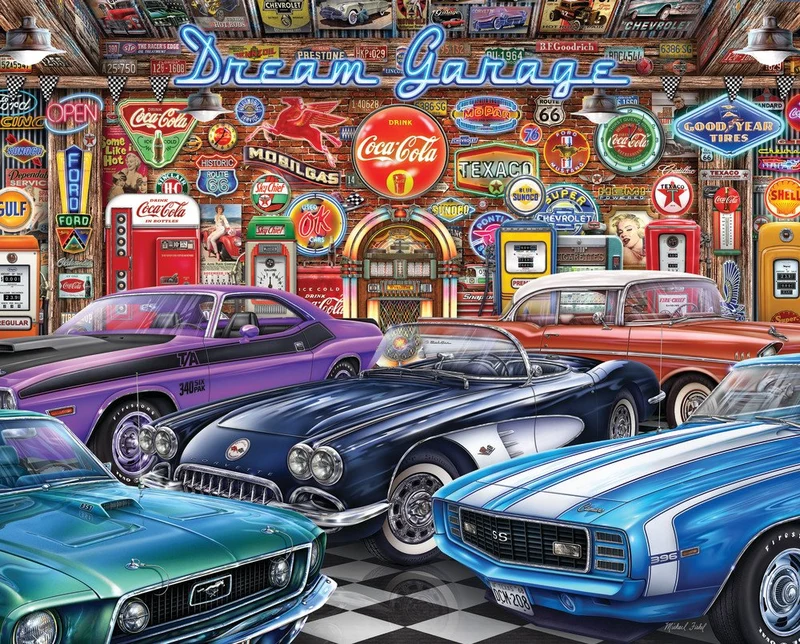 PFG Dream Garage, Michael Fishel (1000pcs) (Usage/Used - PUZZLES FOR GOOD)