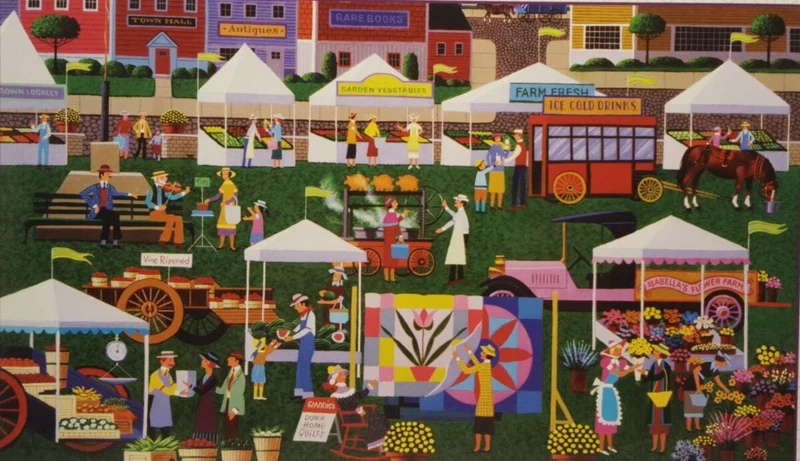 PFG Hometown Collection - Farmer's Market (300pcs) (Usage/Used - PUZZLES FOR GOOD)