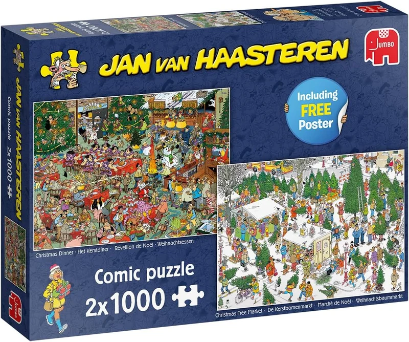 PFG JVH 2-in-1 - Christmas Dinner & Christmas Tree Market (2 x 1000pcs) (Usage/Used - PUZZLES FOR GOOD)