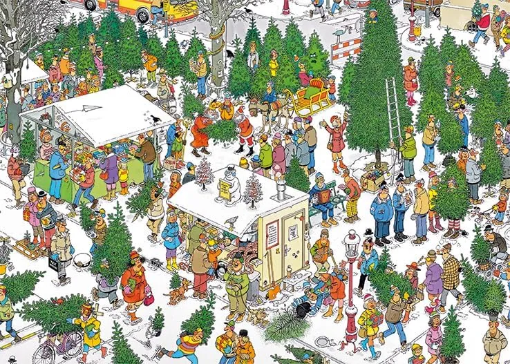 PFG JVH 2-in-1 - Christmas Dinner & Christmas Tree Market (2 x 1000pcs) (Usage/Used - PUZZLES FOR GOOD)