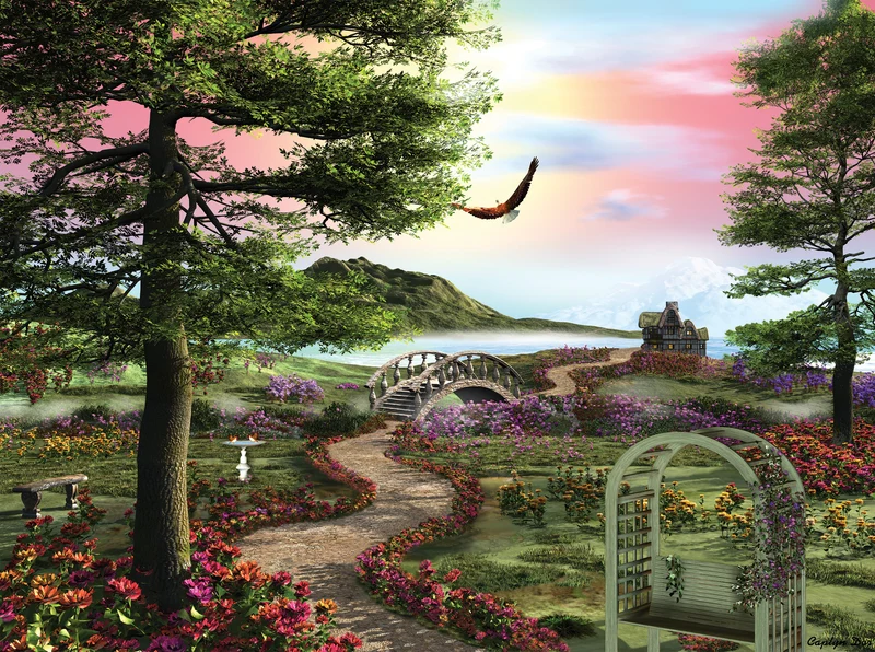 PFG Misty Meadow, Caplyn Dor (1000pcs) (Usage/Used - PUZZLES FOR GOOD)