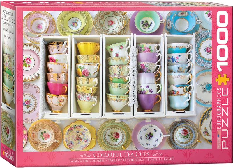 PFG Colorful Tea Cups, Alison Henley (Usage/Used - PUZZLES FOR GOOD)