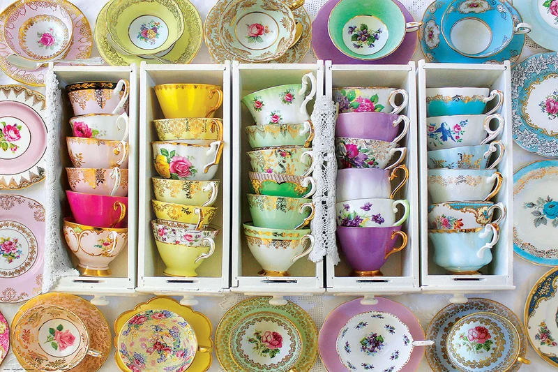 PFG Colorful Tea Cups, Alison Henley (Usage/Used - PUZZLES FOR GOOD)