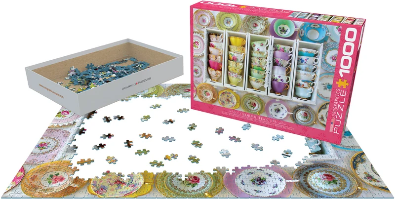 PFG Colorful Tea Cups, Alison Henley (Usage/Used - PUZZLES FOR GOOD)