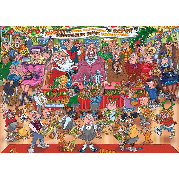 PFG Wasgij Christmas #18, Gingerbread Showstopper! (2x1000pcs) (Usage/Used - PUZZLES FOR GOOD)