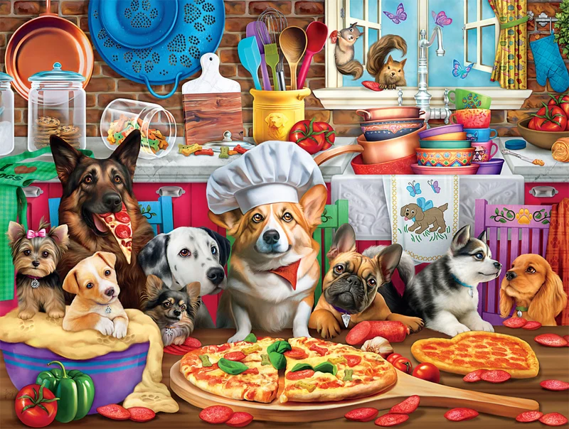 PFG Dog Days - Pizza Time Pups (750pcs) (Usage/Used - PUZZLES FOR GOOD)