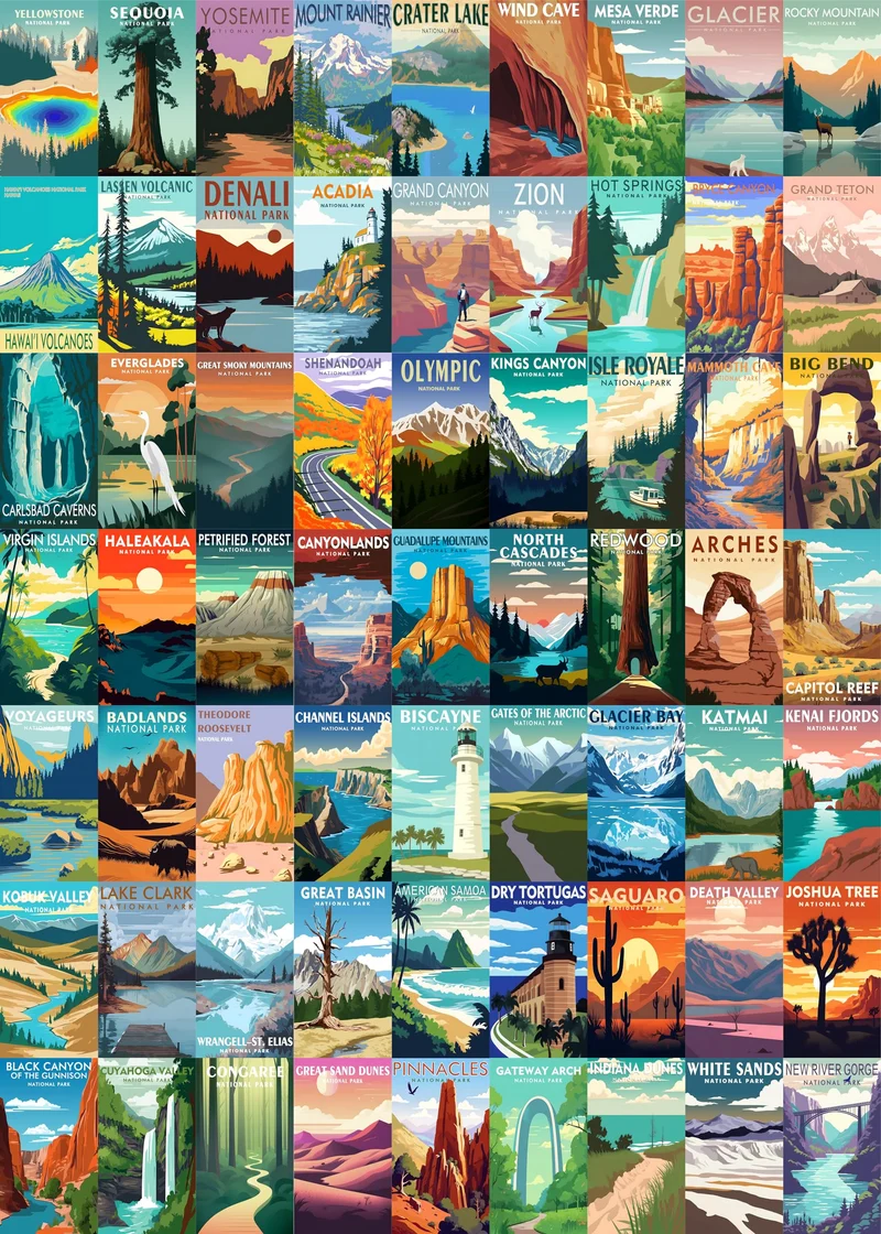 PFG National Parks Travel Posters (Usage/Used - PUZZLES FOR GOOD)