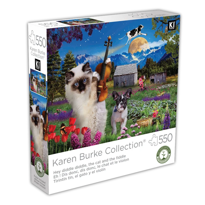 PFG Hey Diddle Diddle, The Cat and The Fiddle, Karen Burke (550pcs) (Usage/Used - PUZZLES FOR GOOD)