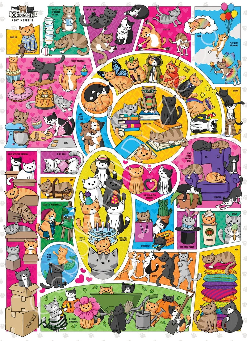 PFG Doodlecats, Beth Wilson (1000pcs) (Usage/Used - PUZZLES FOR GOOD)