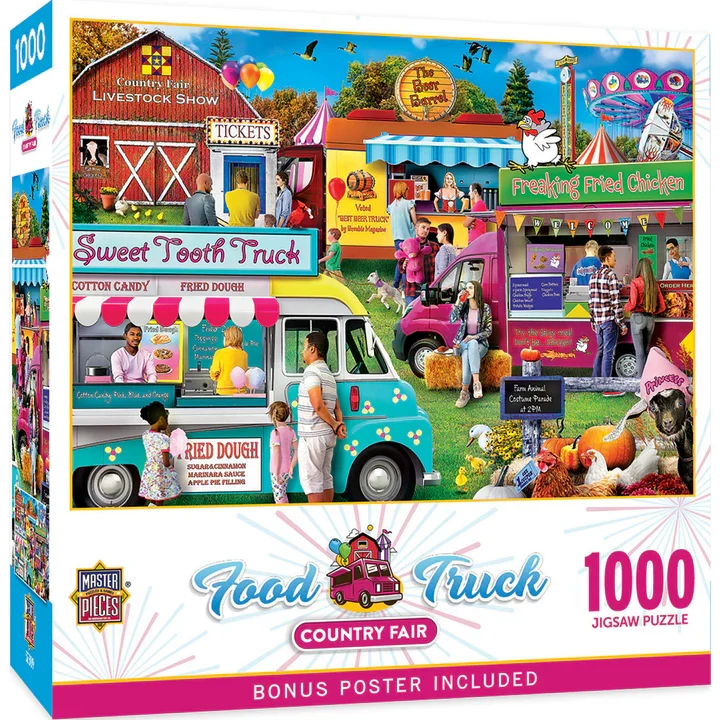 PFG Food Truck Round-up - Country Fair, Karen Burke (1000pcs) (Usage/Used - PUZZLES FOR GOOD)