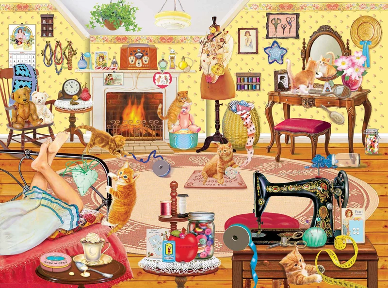 PFG Country Collection - Kittens Visit Betsy's Room, Rosiland Solomon (750pcs) (Usage/Used - PUZZLES FOR GOOD)