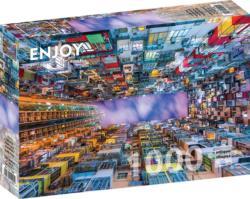 PFG Colorful Apartment Building, Hong Kong (1000pcs) (Usage/Used - PUZZLES FOR GOOD)