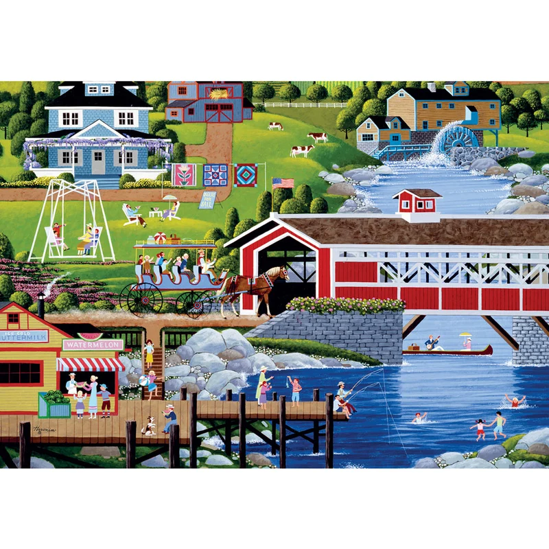 PFG Art Gallery - Sunday at the Covered Bridge (Usage/Used - PUZZLES FOR GOOD)