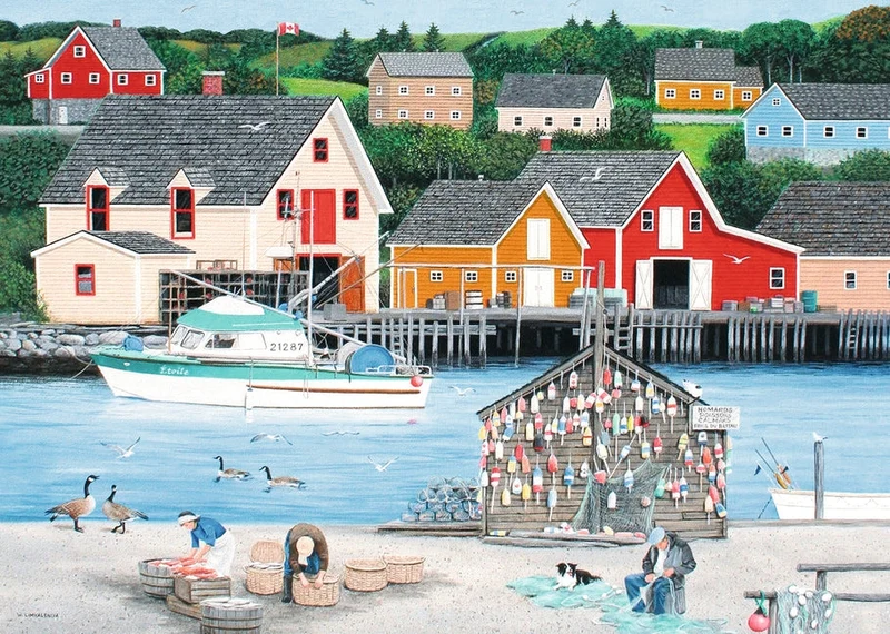 PFG Ravensburger Fisherman's Cove - Canadian Collection (1000pcs) (Usage/Used - PUZZLES FOR GOOD)