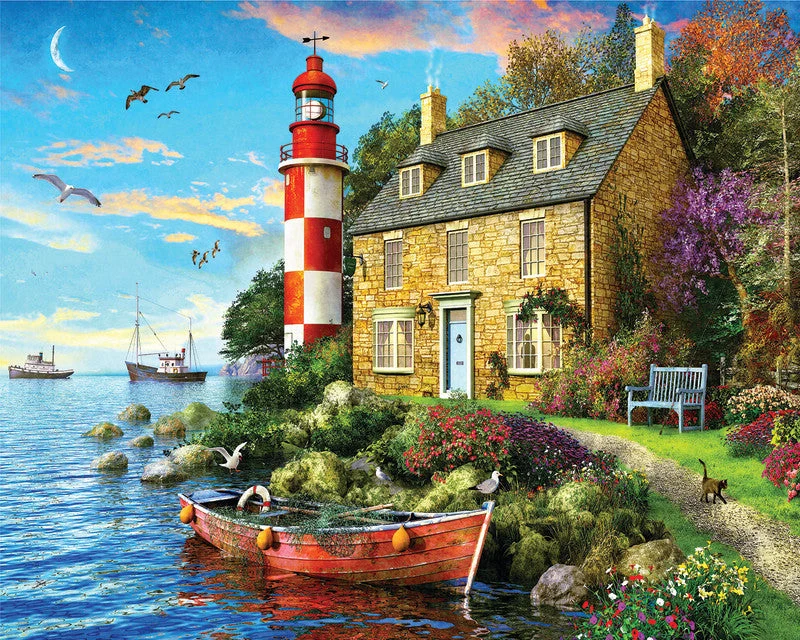 PFG The Cottage Lighthouse, Dominic Davison (1000pcs) (Usage/Used - PUZZLES FOR GOOD)