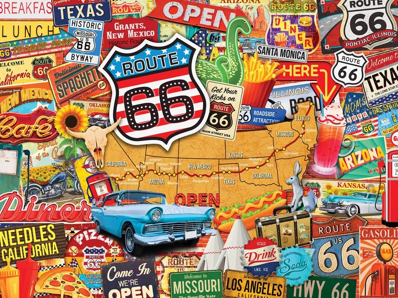 PFG Travel Collage - Route 66 (Usage/Used - PUZZLES FOR GOOD)
