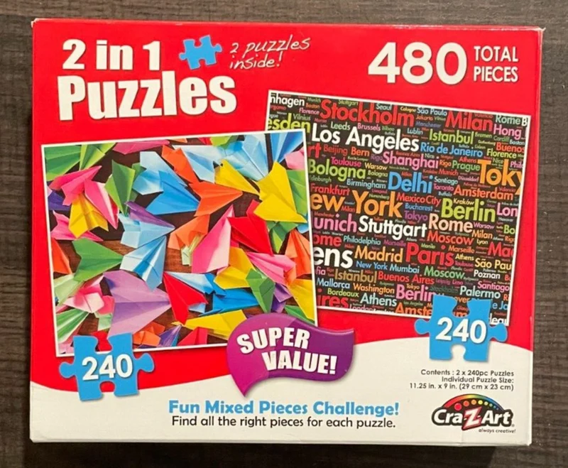 PFG 2-in-1 Colorful Paper Planes & Cities of the World (Usage/Used - PUZZLES FOR GOOD)
