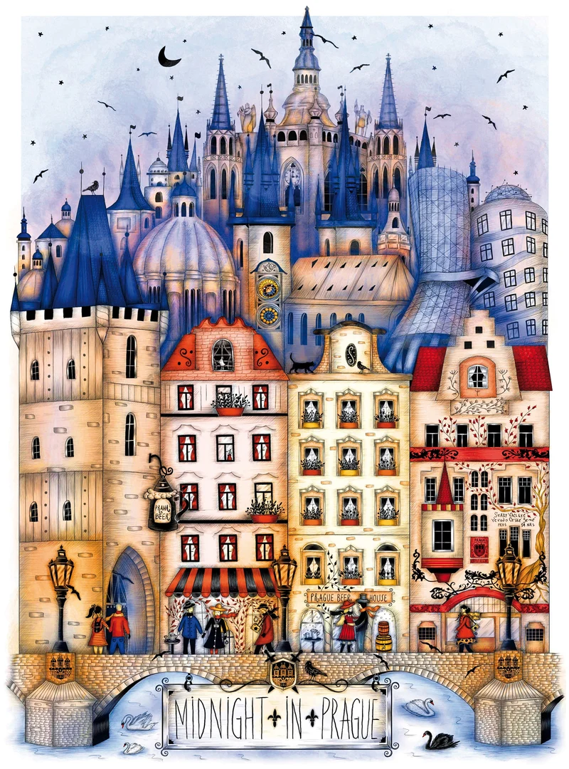 PFG Cities at Midnight - Prague, Madalina Tantareanu (1000pcs) (Usage/Used - PUZZLES FOR GOOD)