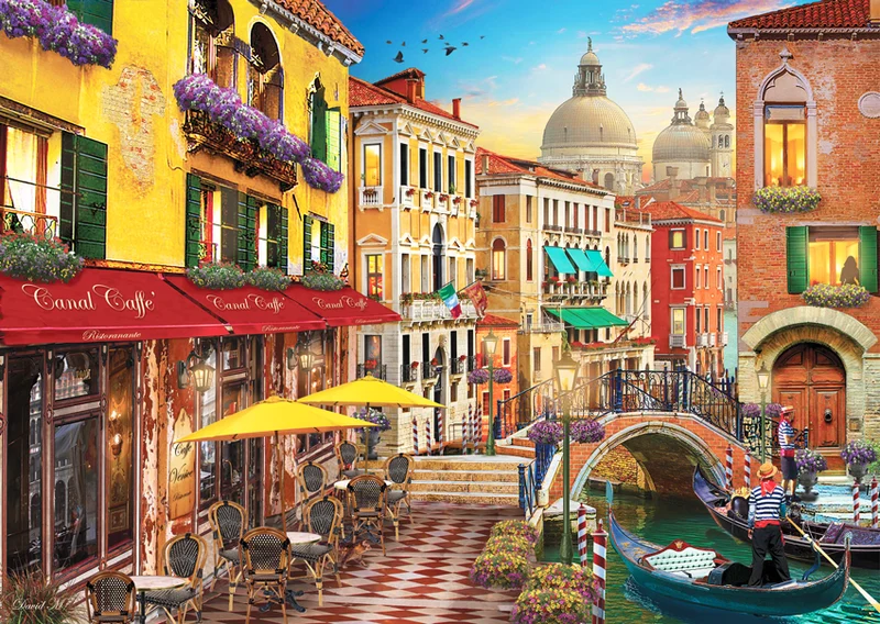 PFG Canal Cafe Venice, David Maclean (1500pcs) (Usage/Used - PUZZLES FOR GOOD)