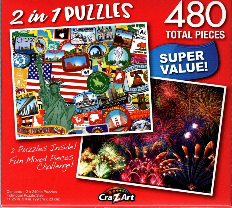 PFG 2-in-1 American Sticker Collage & Summer Firework Festival (Usage/Used - PUZZLES FOR GOOD)