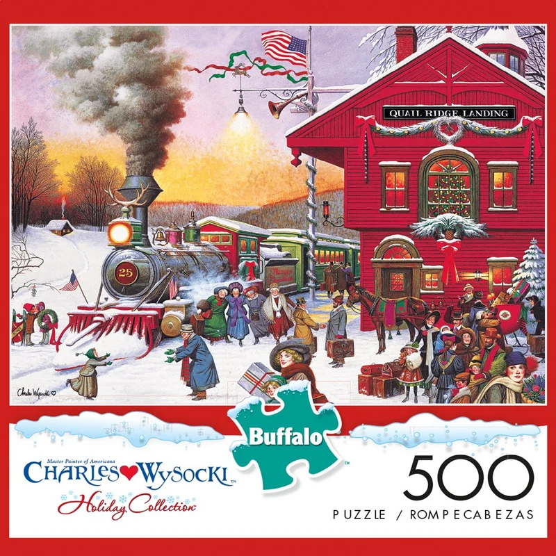 PFG Whistle Stop Christmas, Charles Wysocki (500pcs) (Usage/Used - PUZZLES FOR GOOD)