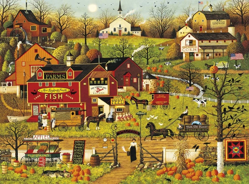 PFG Blackbirds Roost at Milk Creek, Charles Wysocki (500pcs) (Usage/Used - PUZZLES FOR GOOD)