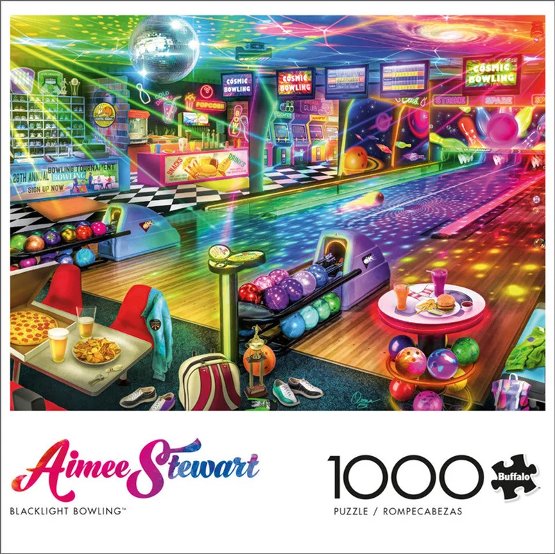 PFG Blacklight Bowling, Aimee Stewart (1000pcs) (Usage/Used - PUZZLES FOR GOOD)