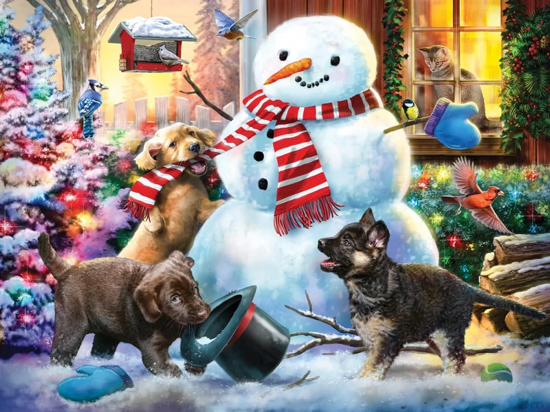 Snowman & Puppies, Larry Jones (550pcs)