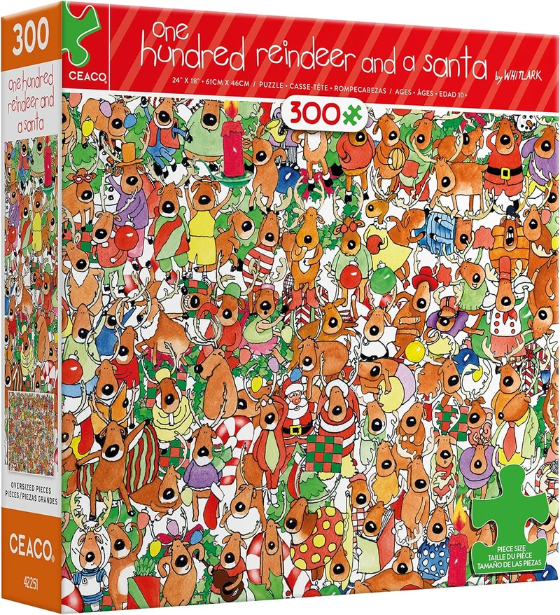 One Hundred Reindeer & A Santa (300pcs Oversized)