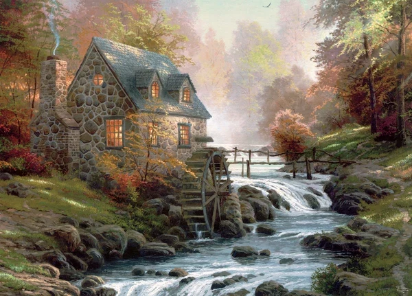 PFG Cobblestone Mill, Thomas Kinkade (Usage/Used - PUZZLES FOR GOOD)