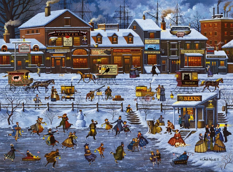 PFG Bostonians and Beans, Charles Wysocki (1000pcs) (Usage/Used - PUZZLES FOR GOOD)