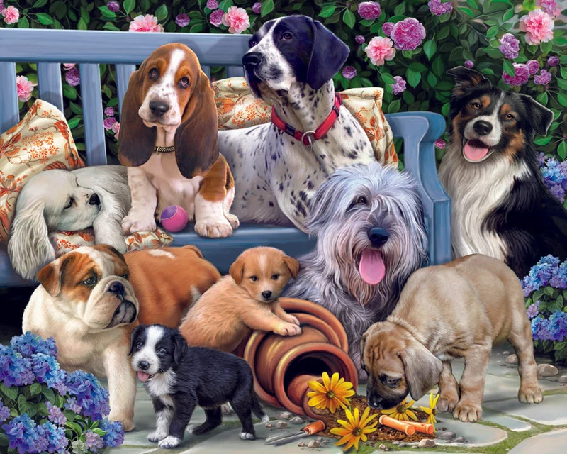 PFG Dogs on a Bench (Usage/Used - PUZZLES FOR GOOD)