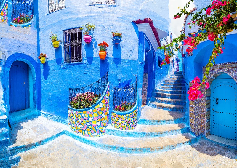 Turquoise Street in Chefchaouen (1000pcs)