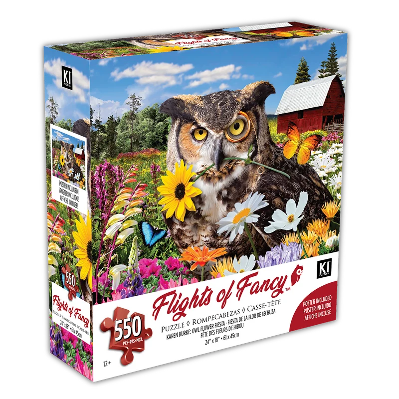 PFG Flights of Fancy - Owl Flower Fiesta, Karen Burke (550pcs) (Usage/Used - PUZZLES FOR GOOD)