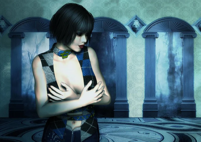 17153 Mode - Frau in Blau Puzzle