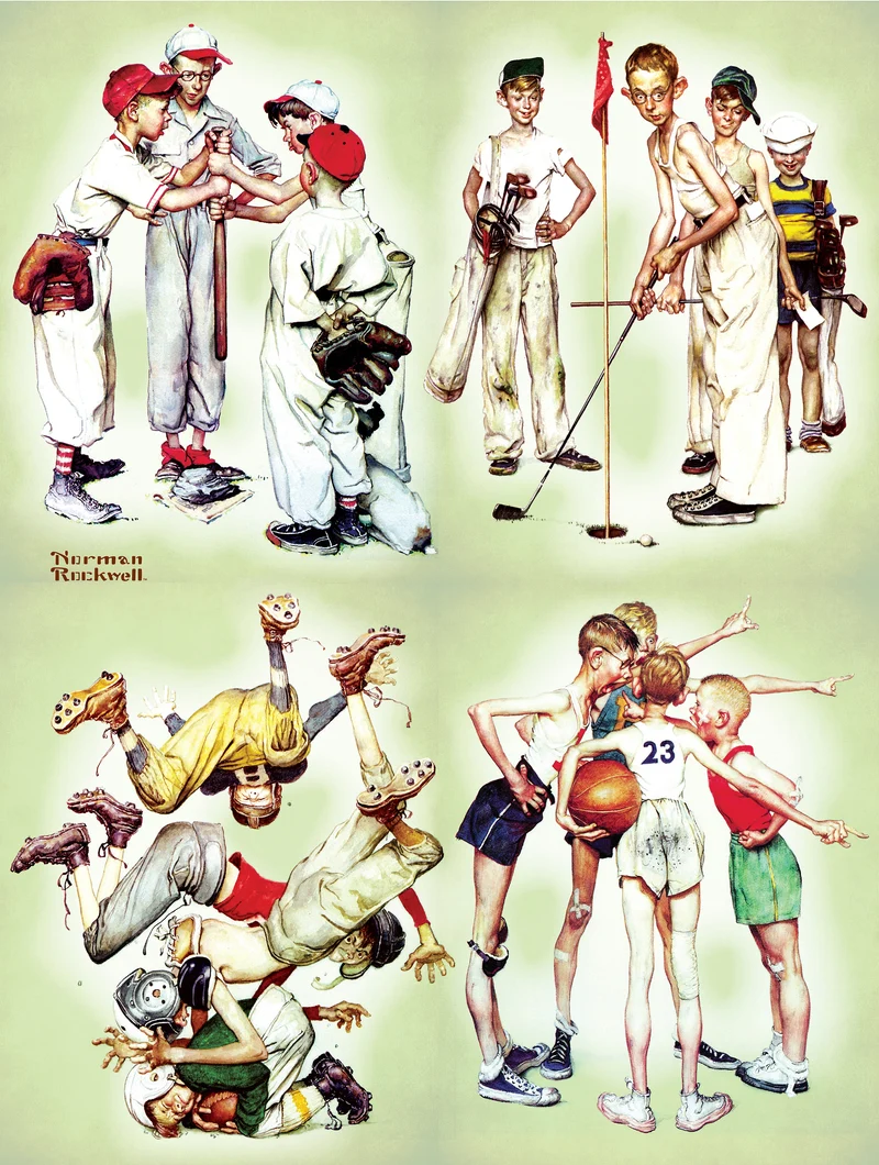 Four Sporting Boys, Norman Rockwell (550pcs)