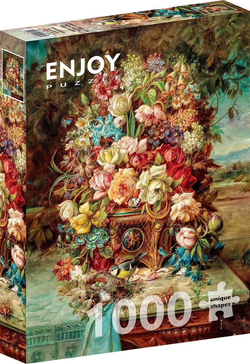 Flowers Still Life with Blue Tit (1000pcs)