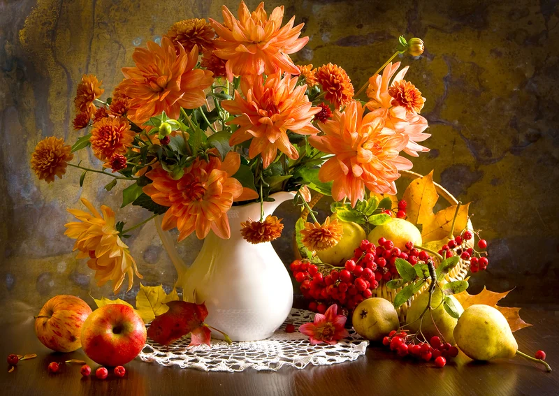 Still Life with Orange Dahlias (1000pcs)