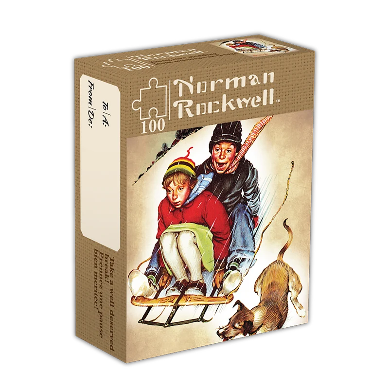 10-minute Break - Young Love Sledding (Jeunes amoureux de la luge), Norman Rockwell (100pcs)