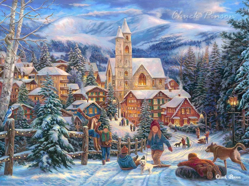 Sledding To Town, Chuck Pinson (500pcs)