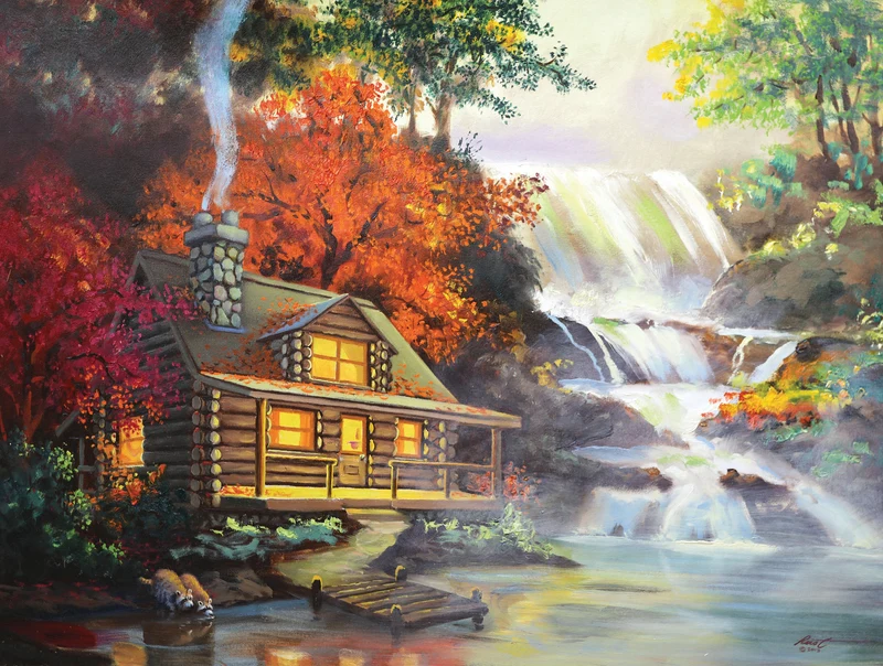 Camping Collection - Raccoons, Cabin and Waterfall (550pcs)