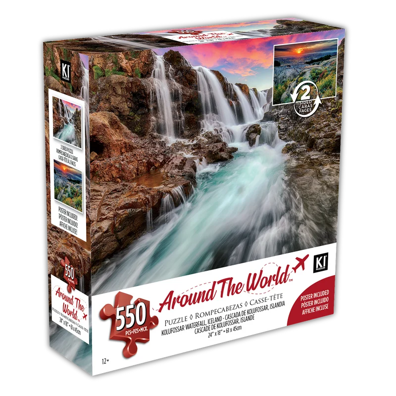 DMG Around The World (2-sided) - Kulufossar Waterfall, Iceland - Badlands National Park, USA (DAMAGED BOX)