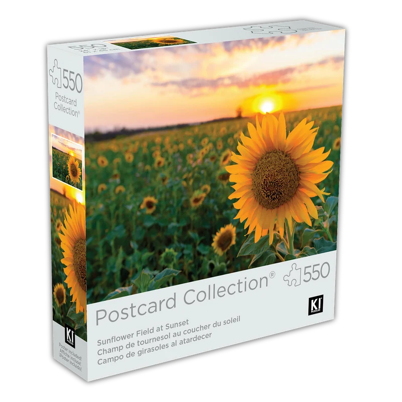 Postcard Collection - Sunflower Field at Sunset (550pcs)