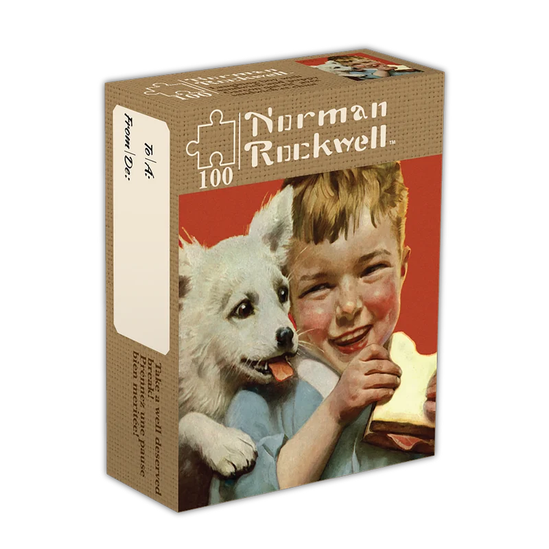 10-minute Break - Laughing Boy with Sandwich and Puppy (Garcon qui rit avec sandwich et chiot), Norman Rockwell (100pcs)