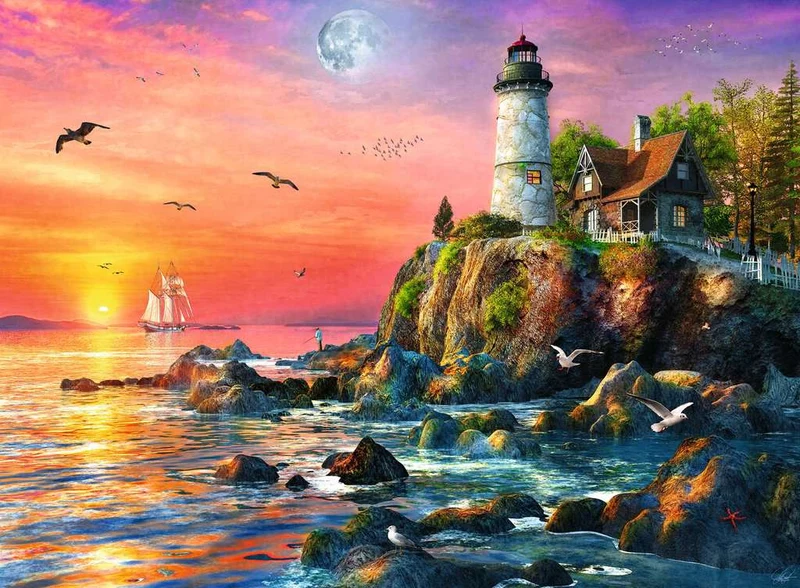 Ravensburger Lighthouse At Sunset (500pcs)