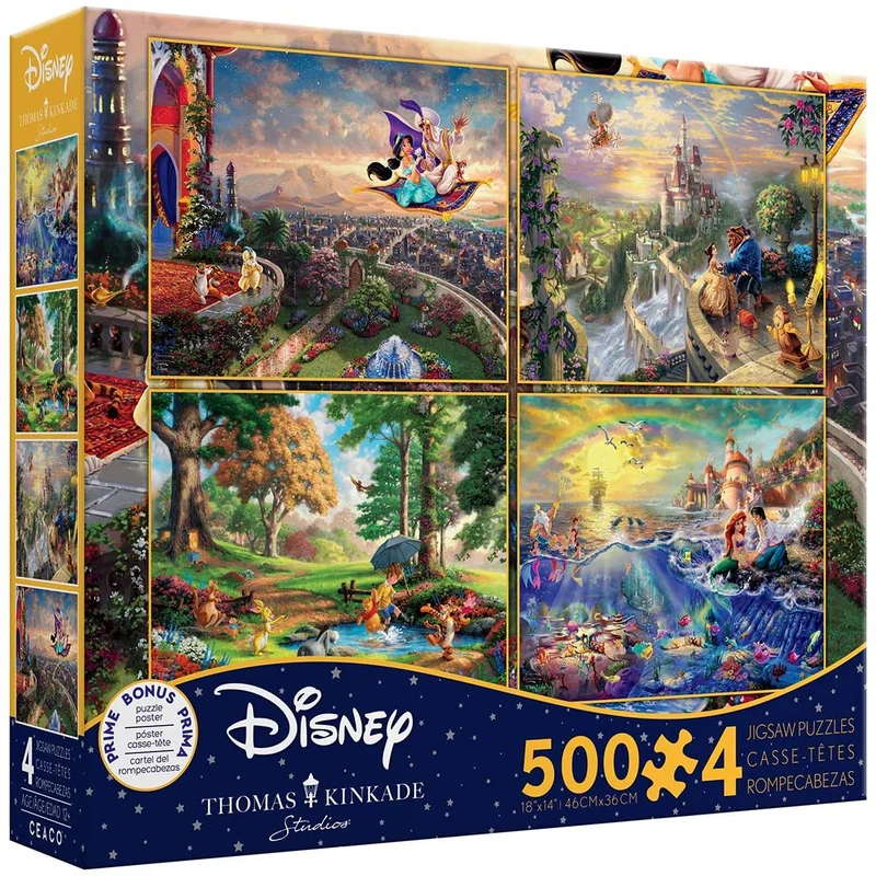 Disney 4-in-1 Multipack, Tomas Kinkade (Aladdin, Beauty & Beast, Pooh, Ariel)