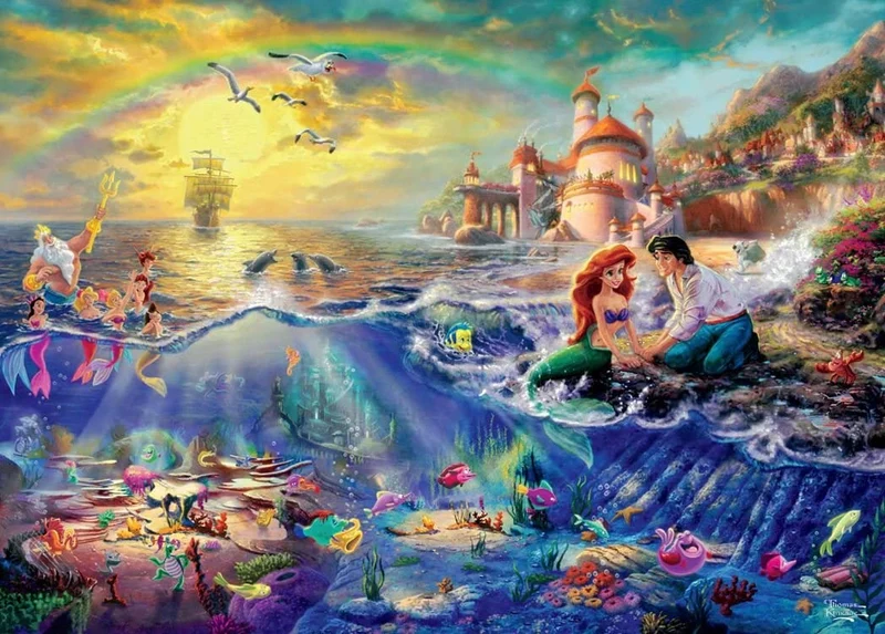 Disney 4-in-1 Multipack, Tomas Kinkade (Aladdin, Beauty & Beast, Pooh, Ariel)